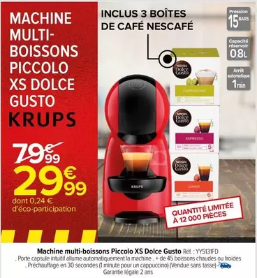 Nescafé Piccolo Xs Dolce Gusto : Machine Multi-boissons avec promos exclusives et caractéristiques innovantes