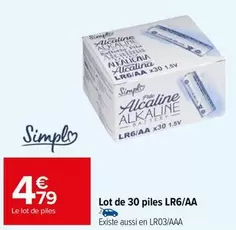 simply - lot de 30 piles lr6/aa