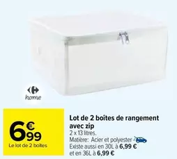 Lot De 2 Boîtes De Rangement Avec Zip