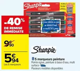 sharpie - sharple - 5 marqueurs peinture