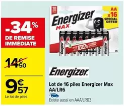 energizer - lot de 16 piles