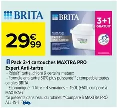 Brita Maxtra Pro : Pack 3+1 Cartouches Anti-tartre - Idéal pour une eau pure et protégée