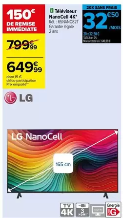 LG - Téléviseur Nanocell 4k offre à 649,99€ sur Carrefour City