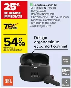 JBL - Ecouteurs Sans Fil Réf. : Jbl7230nctwsblk