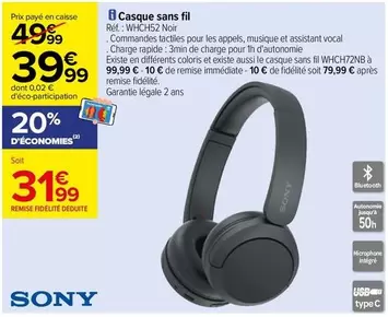 Sony - Casque Sans Fil