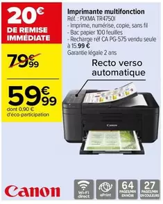 Canon Imprimante Multifonction TR4750I - Performance et polyvalence pour tous vos besoins d'impression