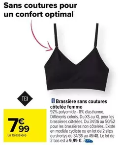 tex - brassière sans coutures côtélèe femme