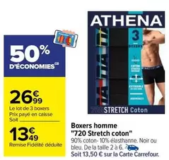 Carrefour Athena Boxers Homme 720 Stretch Coton - Confort et Élégance au Quotidien