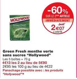 Hollywood - Green Fresh Menthe Verte Sans Sucres offre à 2,07€ sur Monoprix