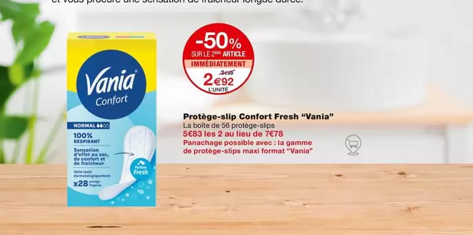 Vania - Protege-Slip Confort Fresh offre à 2,92€ sur Monoprix