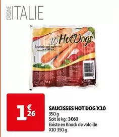 Saucisses Hot Dog X10 offre à 1,26€ sur Auchan Hypermarché