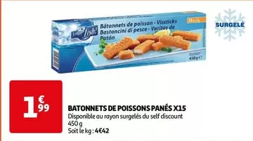 batonnets de poissons panés x15