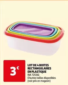 Lot De 4 Boites Rectangulaires En Plastique