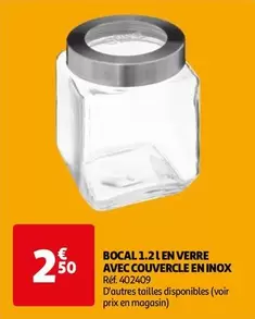 Bocal 1.2 L En Verre Avec Couvercle En Inox