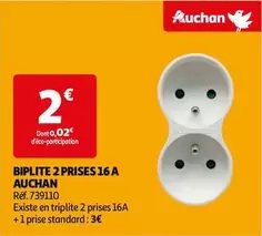 Auchan - Biplite 2 Prises 16 A