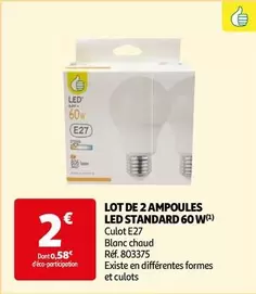 Lot De 2 Ampoules Led Standard 60 W