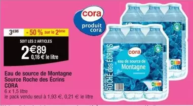 Cora - Eau de Source Roche des Ecrins : Pureté de Montagne, Source Naturelle, 1L