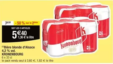 Kronenbourg - Bière Blonde D'alsace 4,2% Vol.