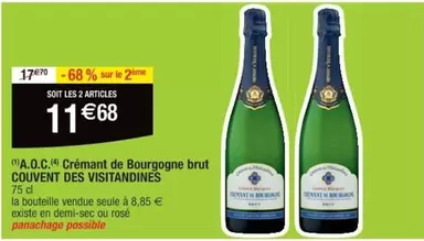 Brut - Couvent Des Visitandines - A.o.c. Crémant De Bourgogne : Un Crémant raffiné à découvrir