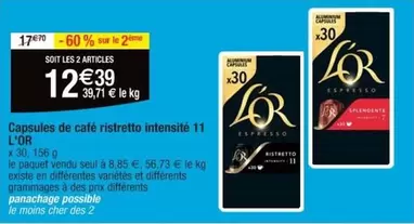 L'Or - Capsules De Café Ristretto Intensité 11