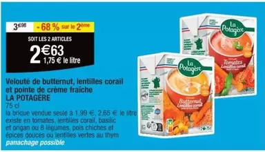 Cora - La Potagère Velouté de Butternut et Lentilles avec Pointe de Crème Fraîche