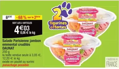 Daunat - Salade Parisienne Jambon Emmental Crudités : Fraîcheur et Saveurs en Promo