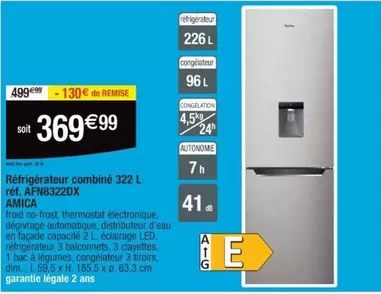 Réfrigérateur Combiné Dim - Amica 322 L : Performance et Espace Optimisé