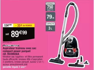 Rowenta Compact Power Parquet : Aspirateur Traineau avec Sac, Performance Optimale pour Parquets