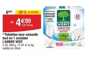 L'Arbre Vert - Tablettes Lave-Vaisselle Tout En 1 Ecolabel : Écologiques et Efficaces