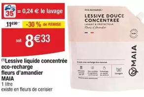 Maia - Lessive Liquide Concentrée Eco-recharge Fleurs D'amandier : Écologique et efficace pour un linge parfumé