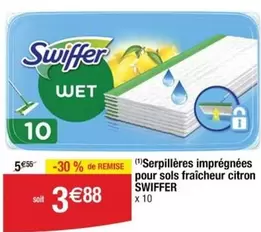 Swiffer - Serpillères Imprégnées Fraîcheur Citron pour un nettoyage efficace et agréable des sols