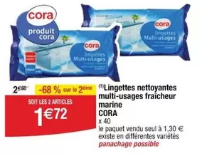 Cora - Lingettes Nettoyantes Multi-usages Fraîcheur Marine