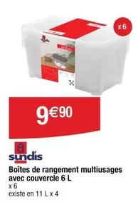 Sundis - Boîtes de rangement multiusages 6 L avec couvercle, parfaites pour organiser votre espace