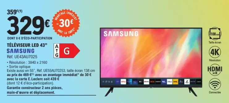 E.Leclerc - Samsung - Téléviseur Led 43"