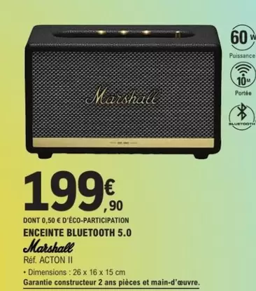 Marshall - Enceinte Bluetooth 5.0