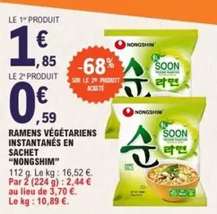 Nongshim - Ramens Végétariens Instantanés En Sachet : Délicieux, pratiques et savoureux, parfaits pour les repas rapides !