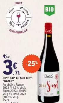 Cap - Cazes - IGP  Au Sud Bio