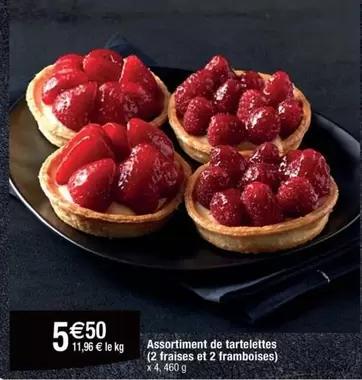 Assortiment de Tartelettes (2 Fraises et 2 Framboises) - Un délice fruité à partager