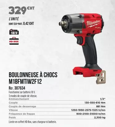 Milwaukee - Boulonneuse A Chocs M18FMTIW2F12  offre à 329€ sur Master Pro