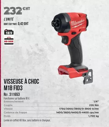 Milwaukee - Visseuse A Choc M18 Fid3 offre à 232€ sur Master Pro