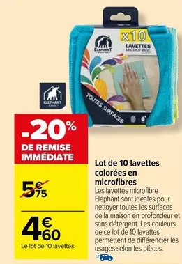 Elephant - Lot de 10 Lavettes Colorées en Microfibres : Idéal pour un nettoyage efficace et coloré !