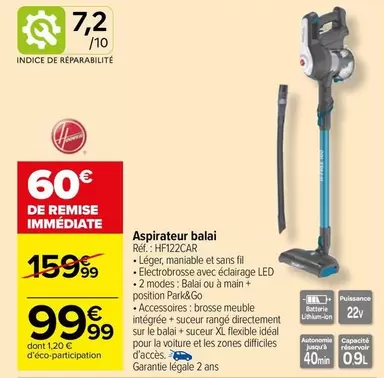 Hoover - Aspirateur Balai HF122CAR