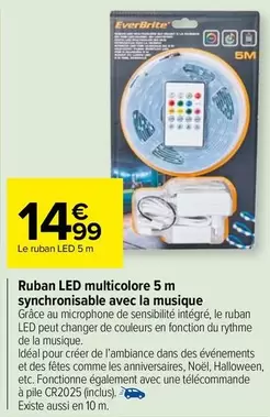 Ruban LED Multicolore 5M Synchronisable avec la Musique - Éclairez vos soirées avec style !