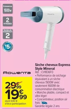 Rowenta - Sèche Cheveux Express Style Mineral