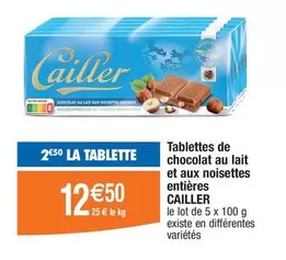 Cailler - Tablettes de Chocolat au Lait avec Noisettes Entières