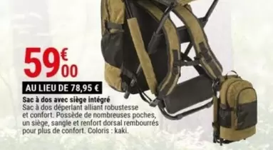 Sac À Dos Avec Sige Intégré offre à 59€ sur Gamm vert