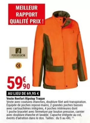 Veste Renofort Ripstop Traque offre à 59,9€ sur Gamm vert