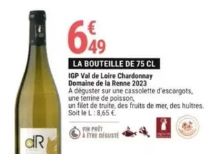 HP - IGP Val De Loire Chardonnay Domaine De La Renne 2023 - Vin Blanc de Qualité