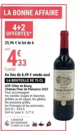 Château Fleur De Plaisance 2022 - AOP Côtes de Bourg : Un vin d'exception à découvrir