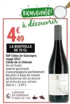 Canard - La Chênaie - IGP Cotes De Gascogne, Rouge 2022 : Un vin rouge authentique de Gascogne